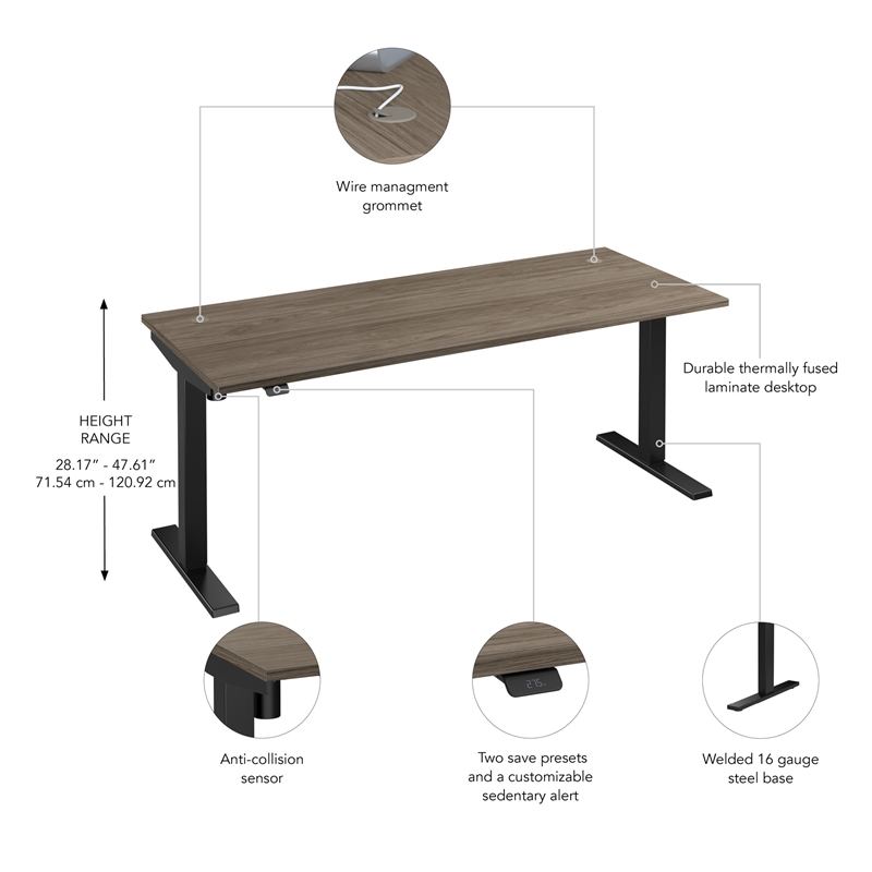 Move 40 Series 72W Adjustable Standing Desk in Modern Hickory - Engineered Wood