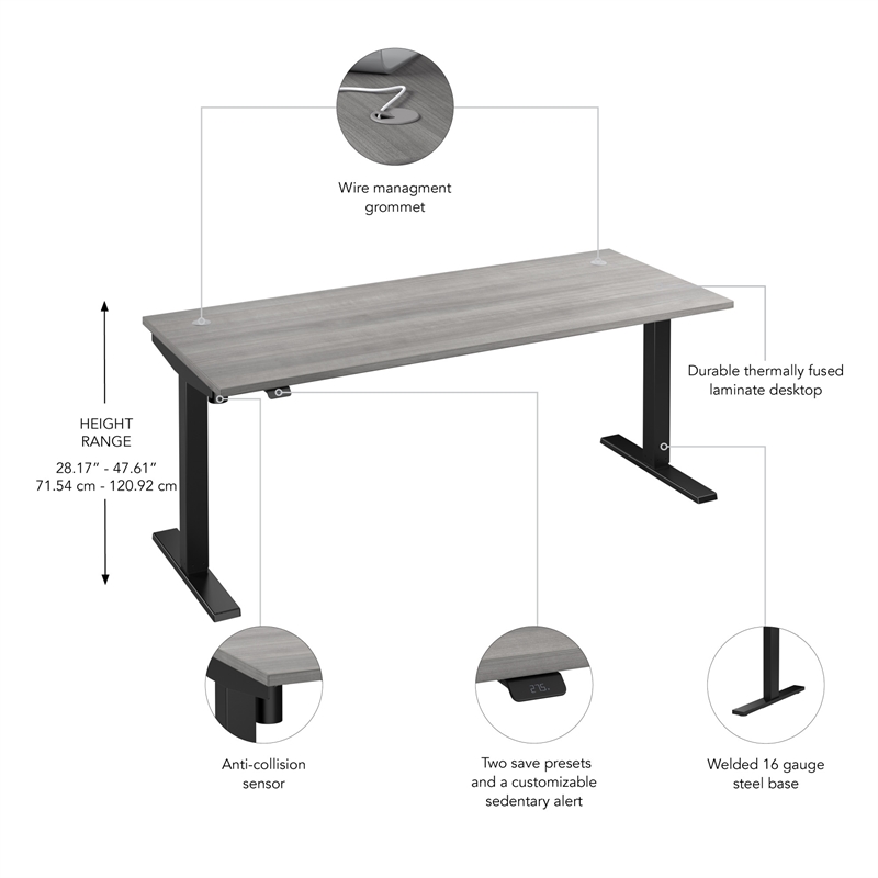 Move 40 Series 72W Adjustable Standing Desk in Platinum Gray - Engineered Wood