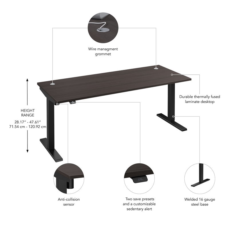 Move 40 Series 72W Adjustable Standing Desk in Storm Gray - Engineered Wood