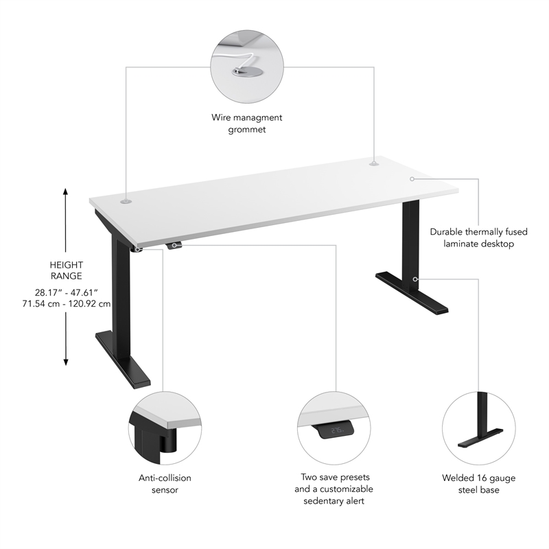 Move 40 Series 72W Adjustable Standing Desk in White - Engineered Wood