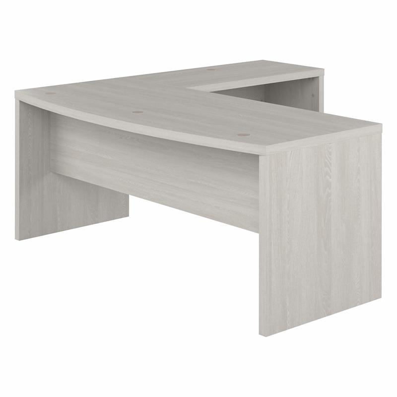 Echo 72W Bow Front L Shaped Desk in Gray Sand - Engineered Wood