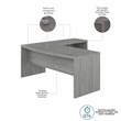 Echo 72W Bow Front L Shaped Desk in Modern Gray - Engineered Wood