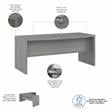 Echo 72W Bow Front Desk in Modern Gray - Engineered Wood