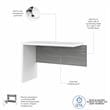 Echo 42W Desk Return/Bridge in Pure White and Modern Gray - Engineered Wood