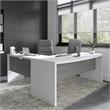 Echo 72W Bow Front L Shaped Desk in White & Gray - Engineered Wood