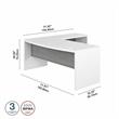Echo 72W Bow Front L Shaped Desk in White & Gray - Engineered Wood