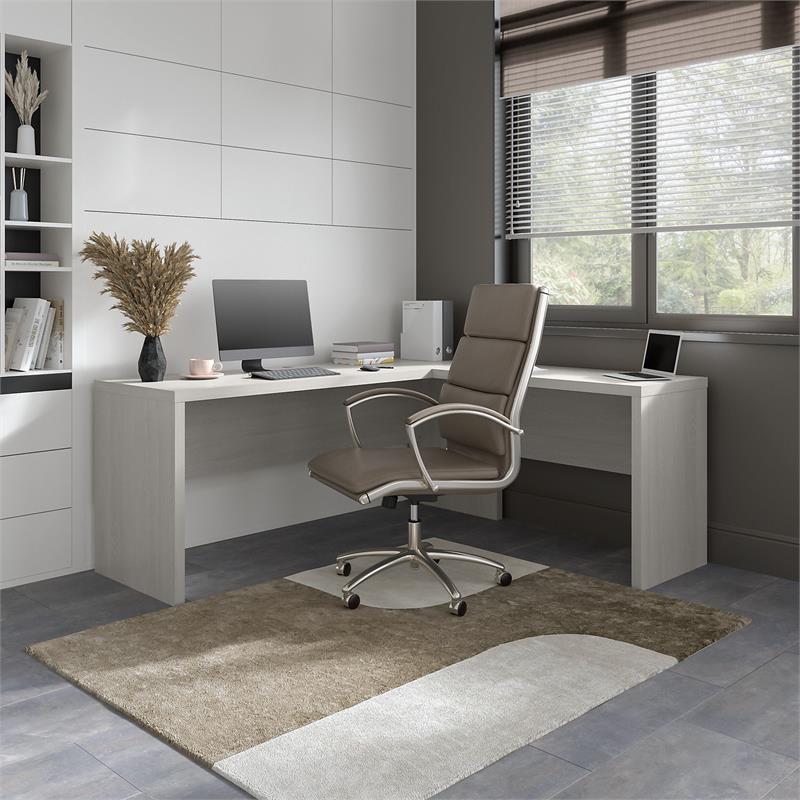 Echo 72W L Shaped Computer Desk in Gray Sand - Engineered Wood