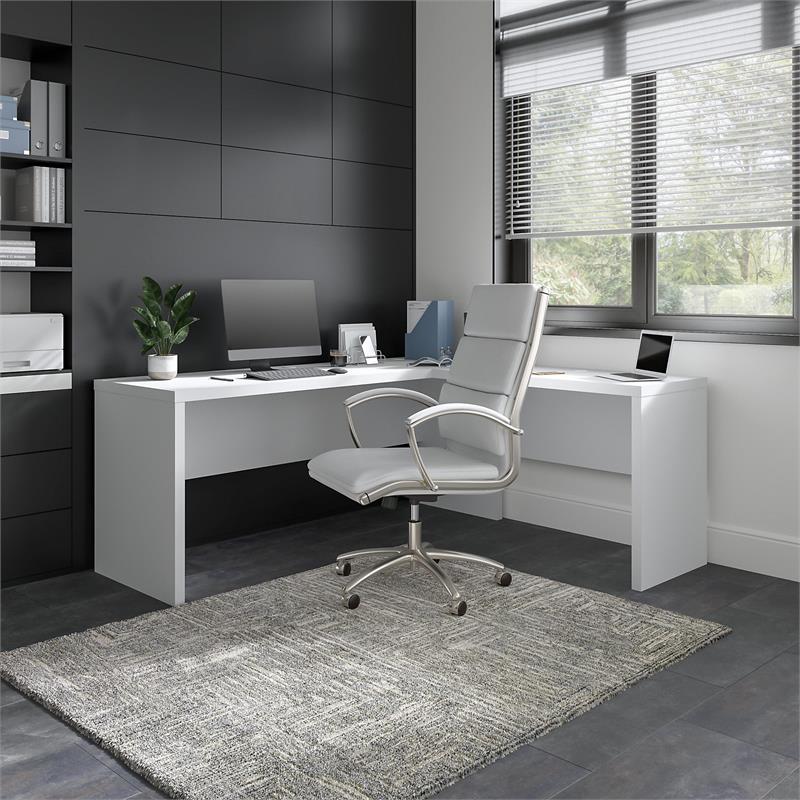 Echo 72W L Shaped Computer Desk in Pure White - Engineered Wood