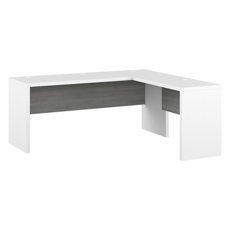 Echo 72W L Shaped Computer Desk in White & Gray Engineered Wood