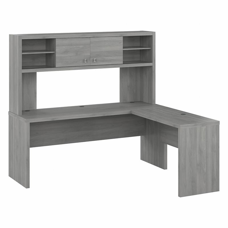 Echo 72W L Shaped Computer Desk with Hutch in Modern Gray - Engineered Wood