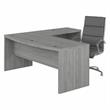Echo 72W Bow Front L Shaped Desk and Chair Set in Modern Gray - Engineered Wood