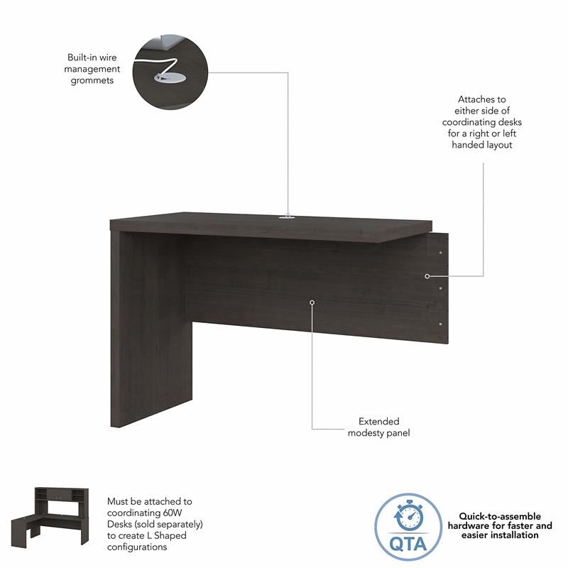 Echo 42W Desk Return/Bridge in Charcoal Maple - Engineered Wood