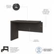 Echo 42W Desk Return/Bridge in Charcoal Maple - Engineered Wood