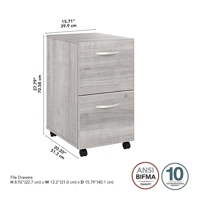 Studio A 2 Drawer Mobile File Cabinet in Platinum Gray - Engineered Wood