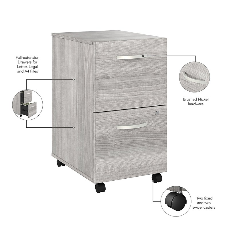 Studio A 2 Drawer Mobile File Cabinet in Platinum Gray - Engineered Wood