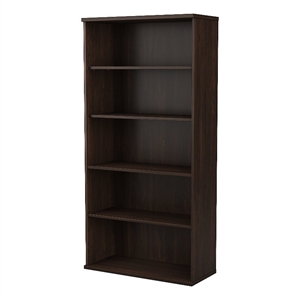 Studio C Tall 5 Shelf Bookcase in Black Walnut - Engineered Wood