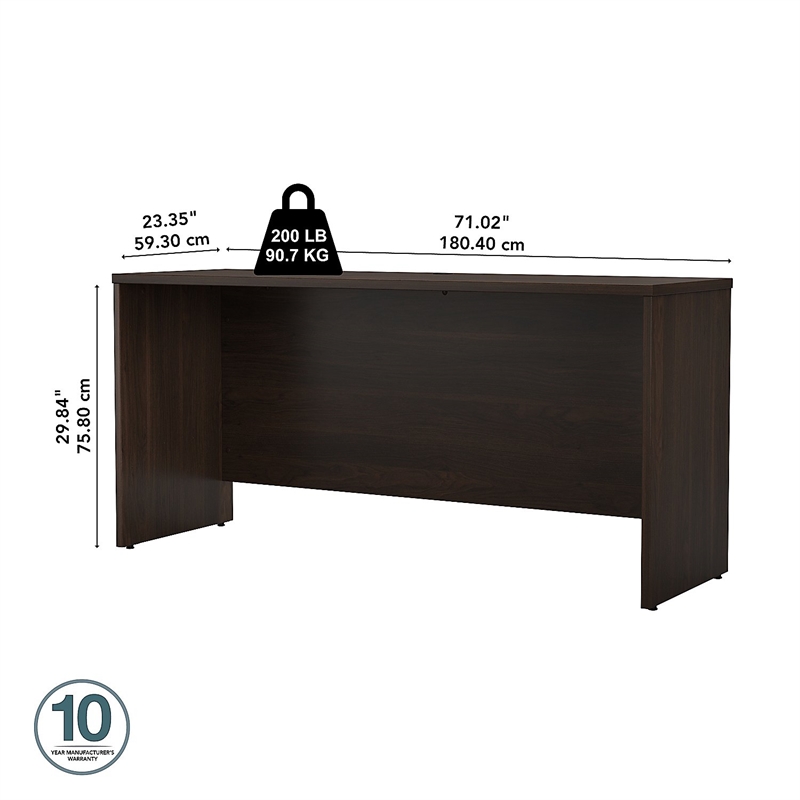 Studio C 72W x 24D Credenza Desk in Black Walnut - Engineered Wood