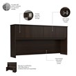 Studio C 72W Desk Hutch in Black Walnut - Engineered Wood