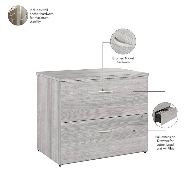 Studio A 2 Drawer Lateral File Cabinet in Platinum Gray - Engineered Wood