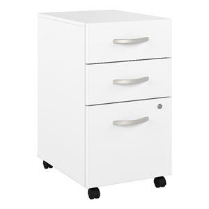 Studio A 3 Drawer Mobile File Cabinet in White - Engineered Wood