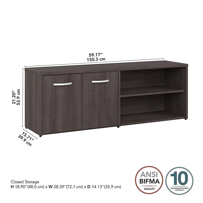 Studio A Low Storage with Doors in Storm Gray Engineered Wood