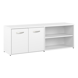 Studio A Low Storage Cabinet with Doors in White - Engineered Wood