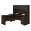 Studio C 72W L Desk with Hutch and Drawers in Black Walnut - Engineered Wood