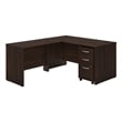 Studio C 60W x 30D L Shaped Desk with Drawers in Black Walnut - Engineered Wood