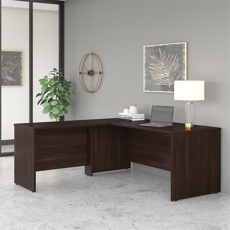 Studio C 72W L Shaped Desk with 42W Return in Black Walnut - Engineered Wood