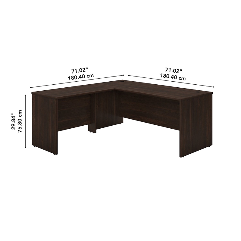 Studio C 72W L Shaped Desk with 42W Return in Black Walnut - Engineered Wood