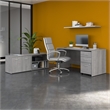 Studio C 60W Desk with Storage and Drawers in Platinum Gray - Engineered Wood