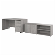 Studio C 60W Desk with Storage and Drawers in Platinum Gray - Engineered Wood