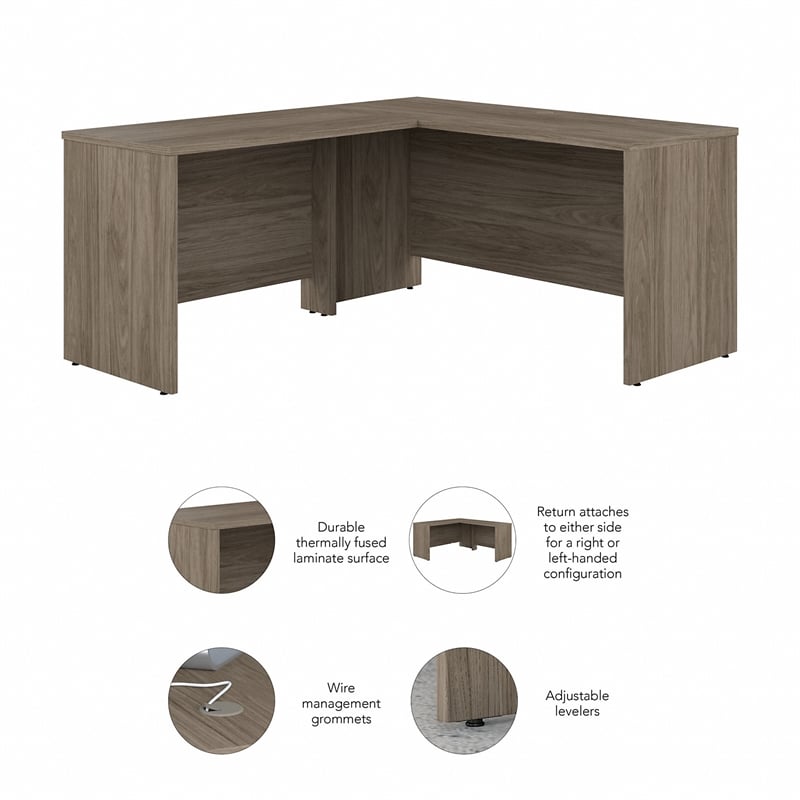 Studio C 60W L Shaped Desk with 42W Return in Modern Hickory - Engineered Wood