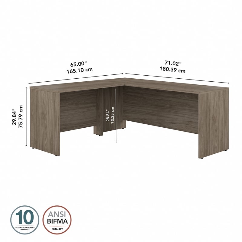 Studio C 72W L Shaped Desk with 42W Return in Modern Hickory - Engineered Wood