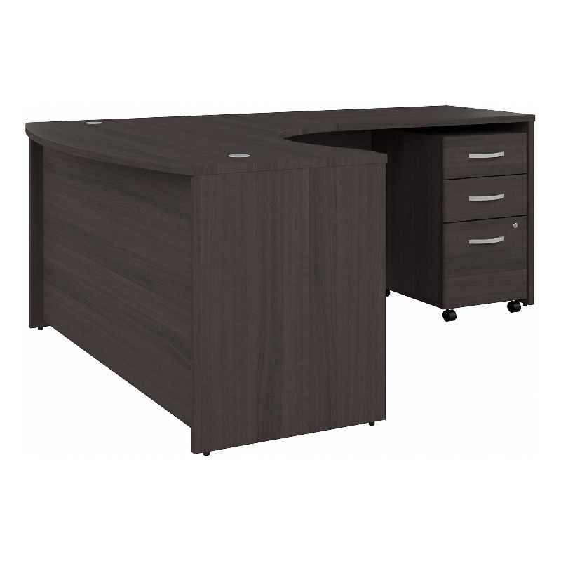 Studio C 60W Right Hand LBow Desk with Drawers in Storm Gray