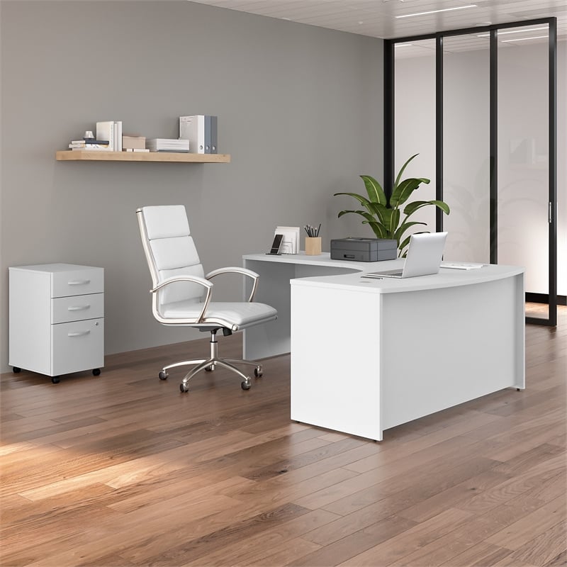 Studio C 60W Office Storage Cabinet with Doors in White - Engineered Wood