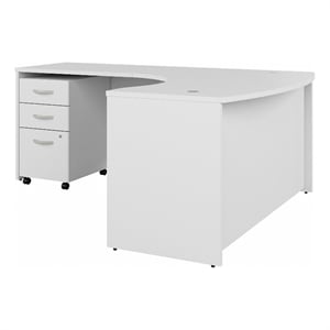 Studio C 60W Left Hand L-Bow Desk with Drawers in White - Engineered Wood