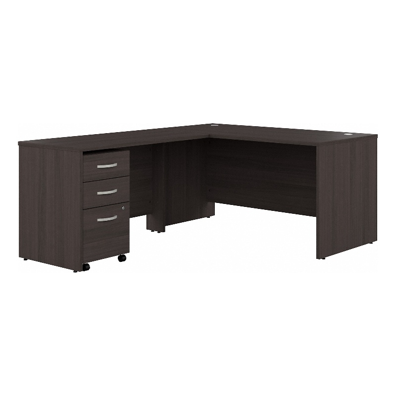 Studio C 66W x 30D L-Shaped Desk with Drawers in Storm Gray ...