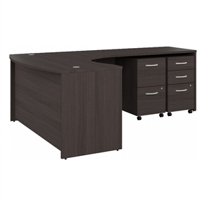 Studio C 60W Right Hand L-Bow Desk with Drawers in Storm Gray - Engineered Wood