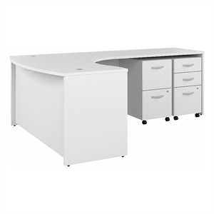 Studio C 60W Right Hand L-Bow Desk with 48W Return Drawers in Engineered Wood