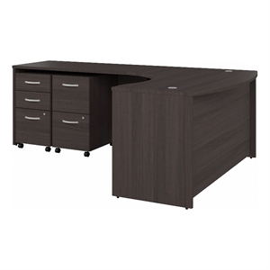 Studio C 60W Left Hand L-Bow Desk with Drawers and File Cabinets
