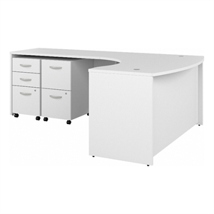 Studio C 60W Left Hand L-Bow Desk with 48W Return and Drawers in Engineered Wood