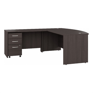 Studio C 72W Bow Front L Desk with Drawers in Storm Gray - Engineered Wood