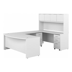 Studio C 72W U Desk with Hutch and File Cabinets in Engineered Wood