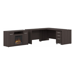 studio c 72w l desk with fireplace tv stand in storm gray - engineered wood