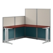 Office in an Hour 65W L Shaped Cubicle Desk in Hansen Cherry - Engineered Wood