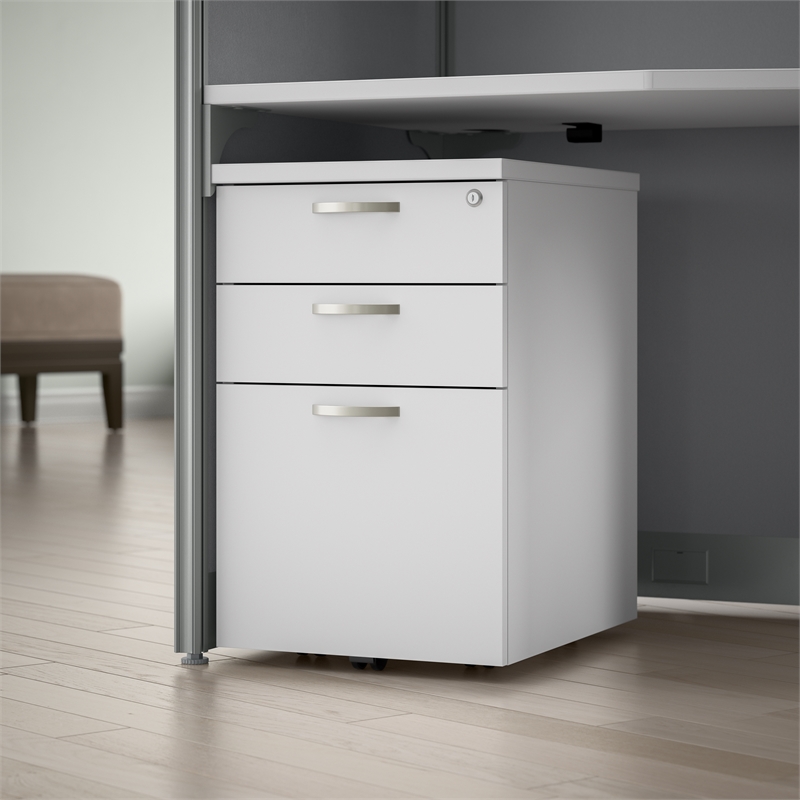 BBF Office in an Hour 3-Drawer Engineered Wood Mobile File Cabinet in Pure White
