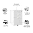 BBF Office in an Hour 3-Drawer Engineered Wood Mobile File Cabinet in Pure White