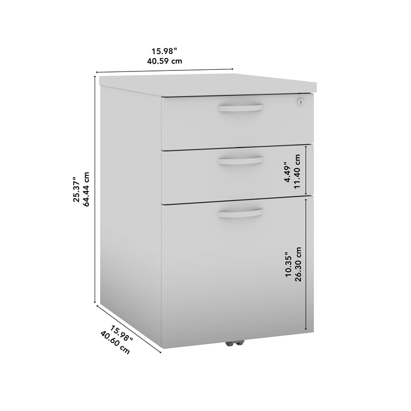 BBF Office in an Hour 3-Drawer Engineered Wood Mobile File Cabinet in Pure White