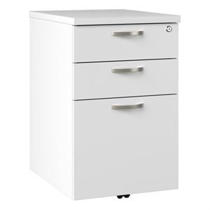 BBF Office in an Hour 3-Drawer Engineered Wood Mobile File Cabinet in Pure White
